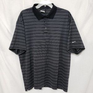 Nike Golf Dri Fit Black/Gray Striped Polo Shirt